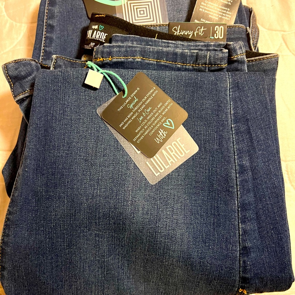 NEW 2 pair - Never worn with tags on 30 LuLaRoe Jeans. $30each or $50 for both.